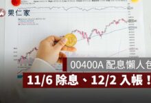 00400A 配息最新！11 月預估配 0.12 元，11/6 除息、12/2 入帳，一張領多少？