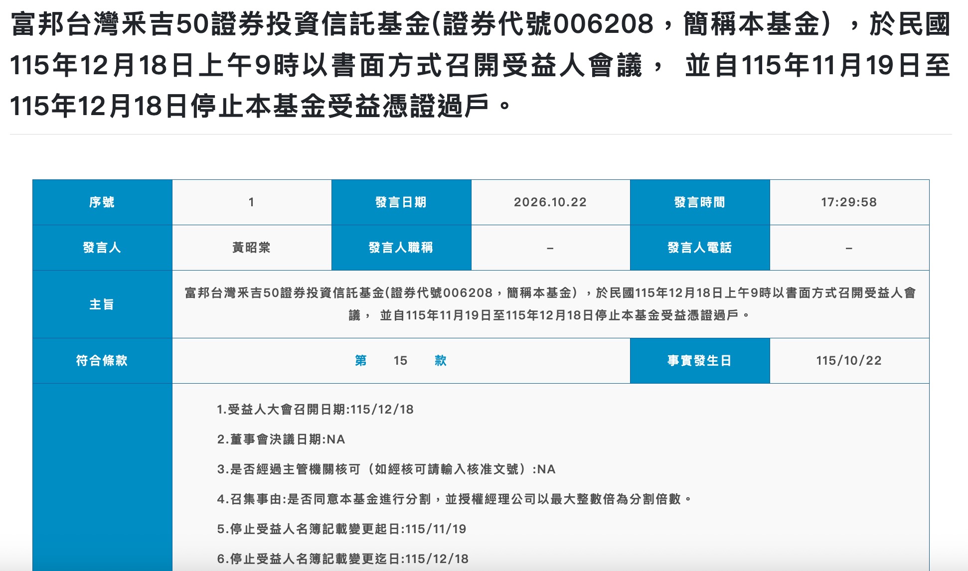 006208 分割表決（圖源：擷取自證交所）
