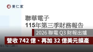 2026 聯電 Q3 財報出爐！營收 742 億、產能利用率 92%，再加碼 32 億美元擴產（圖源：聯電官網）